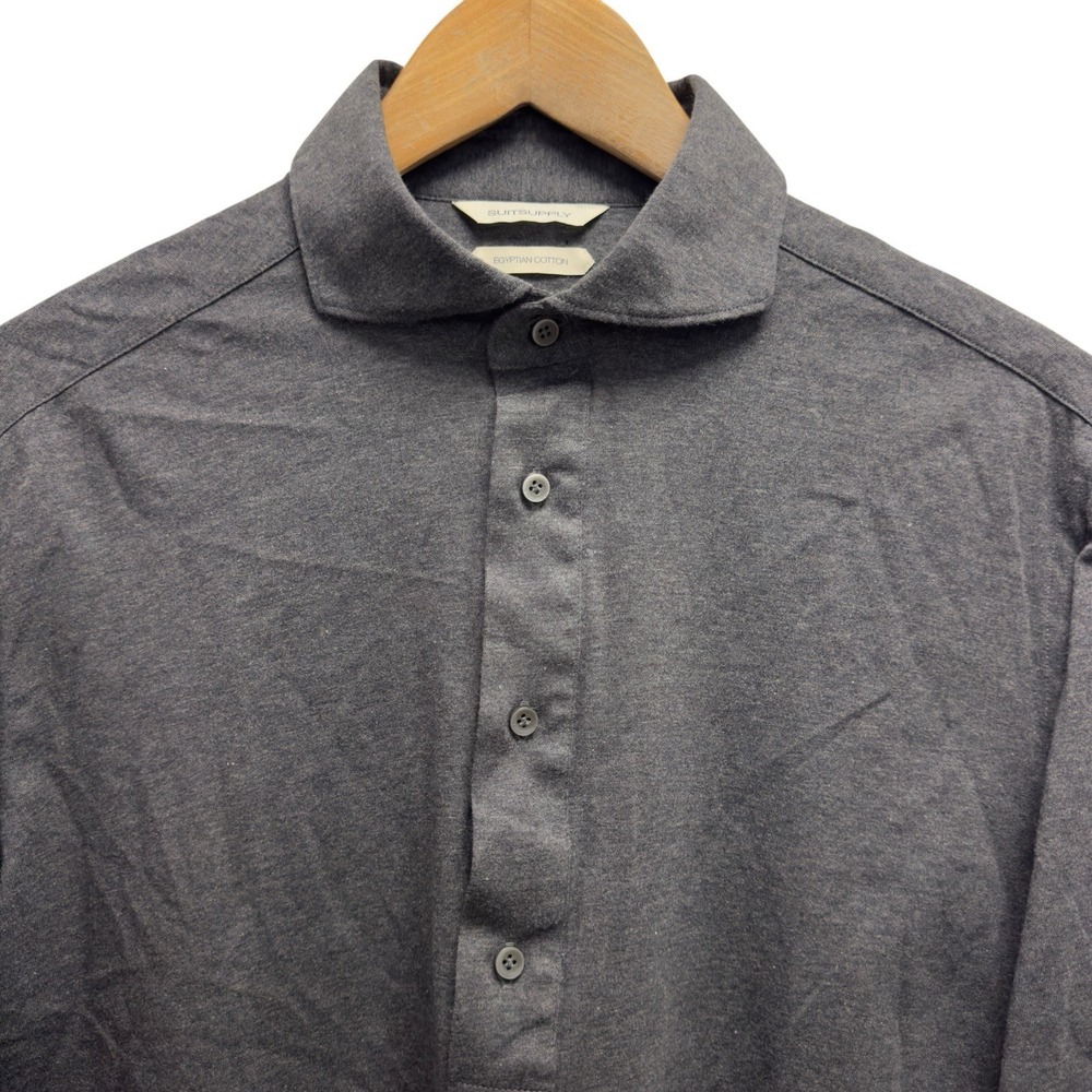 Suitsupply Men's 16/16.5 41/42 Extra Slim Fit Gray Popover Egyptian Cotton Shirt